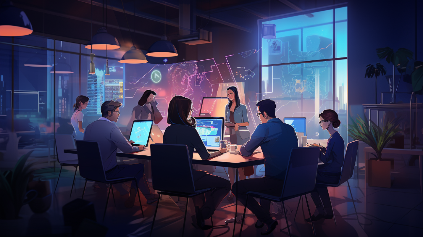 Team working on software development